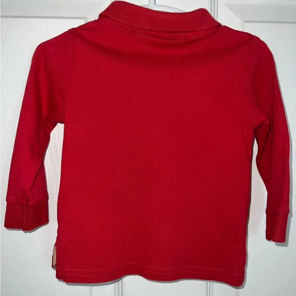 BURBERRY RED LONG SLEEVE POLO 6M